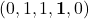(0, 1, 1, \textbf{1}, 0)