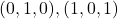{(0,1,0), (1,0,1)}